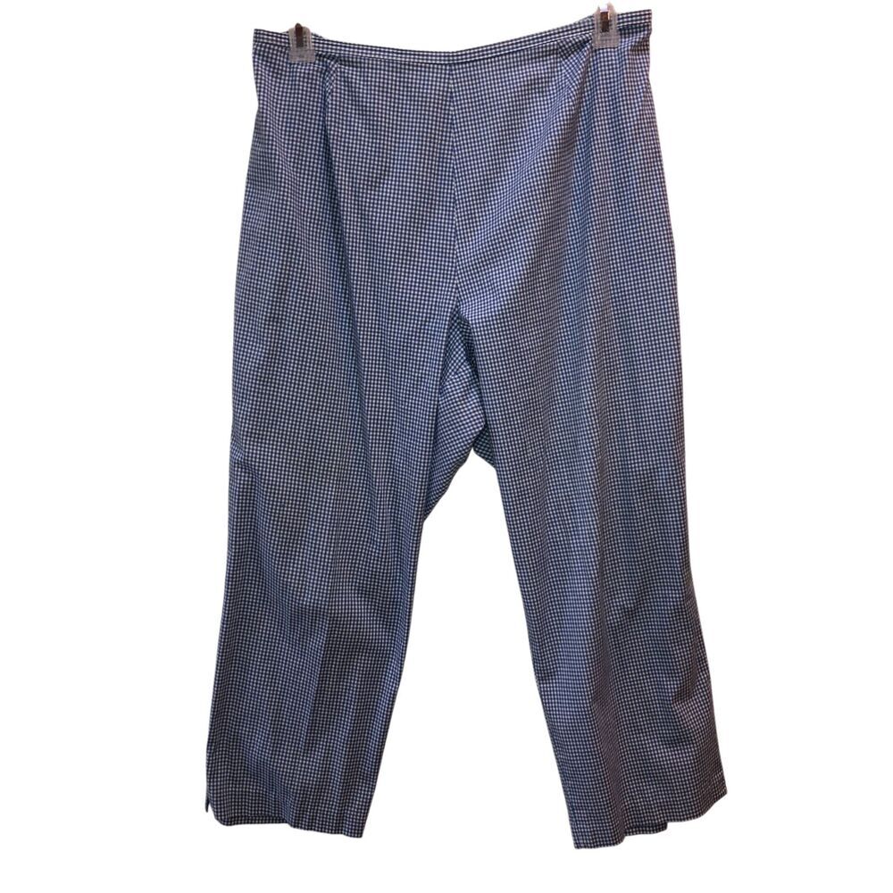 Vintage Gemilli Womens Size 2X Blue Gingham Check Straight Capri Cropped Pants